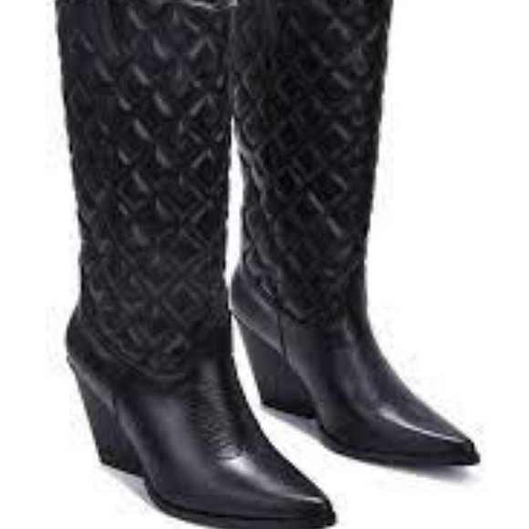 NWT CAPE ROBBIN BELASIMO QUILTED WESTERN POINTY TOE BLACK BOOTS 5.5, 6.5, 7.5 - Picture 2 of 13